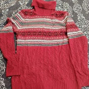 Dressbarn Festive Red and White Turtleneck Sweater